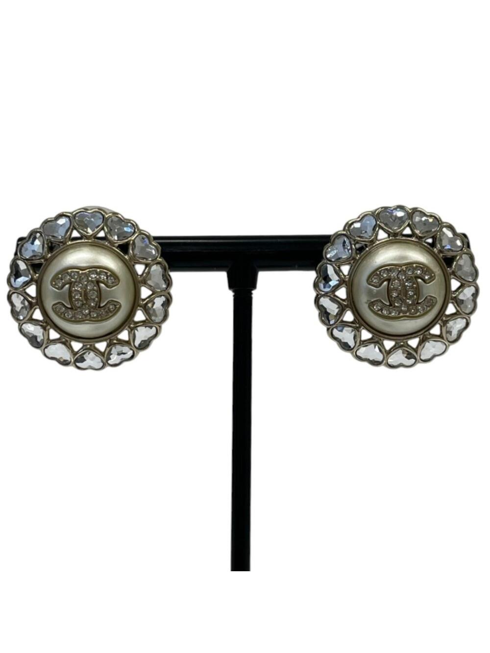 Chanel Cc Logo Heart Earrings Gold-Tone #378163C81B
